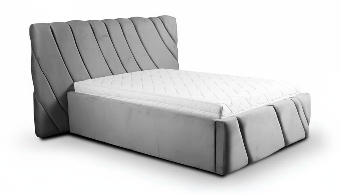 Schlafzimmer Doppelbett Bett 180сm Matratze Grau moderner Stil Holz