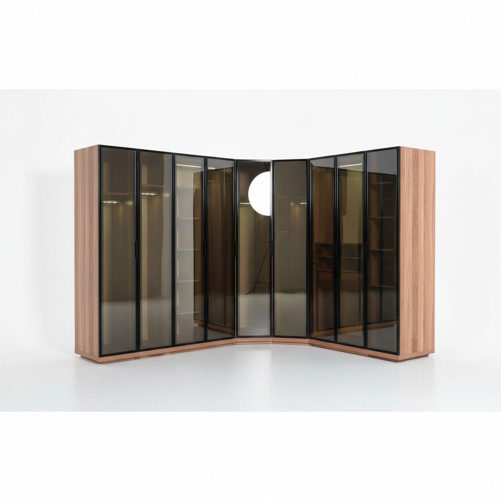 Schlafzimmer Eckschrank Schrank Modern Holz Kleiderschrank braun