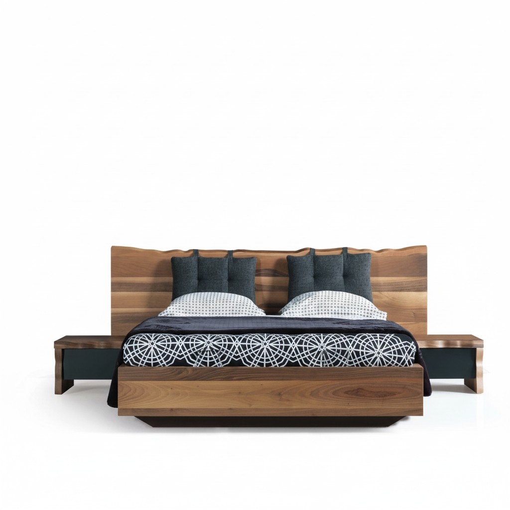 Schlafzimmer Garnitur Bett 2x Nachttisch Set Möbel 3tlg. braun