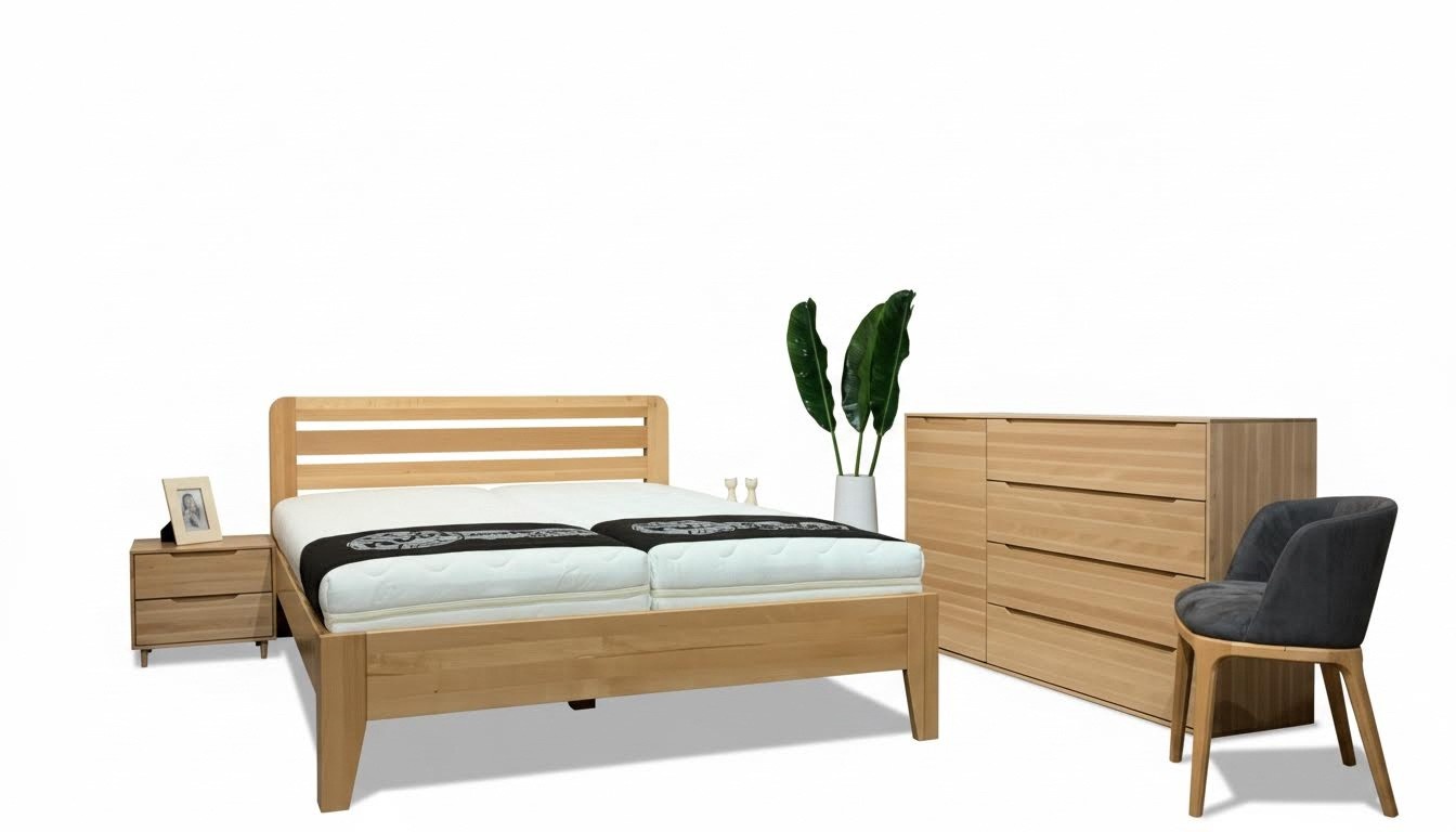 Schlafzimmer Holzbett Echtes Holz Bett Hotel 180x200 Stil Massive Möbel Betten