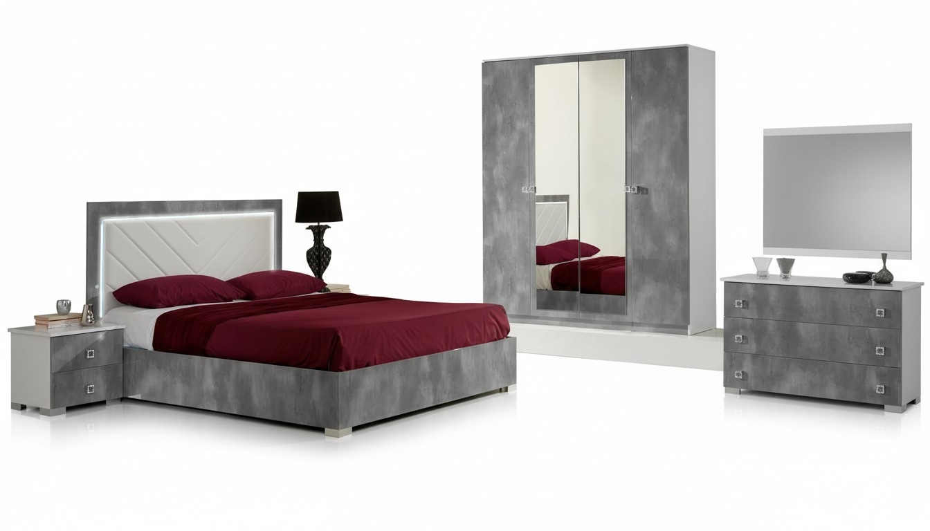 Schlafzimmer Italienische Möbel Set Luxus 6tlg. Bett Betten Schrank Kommode Neu
