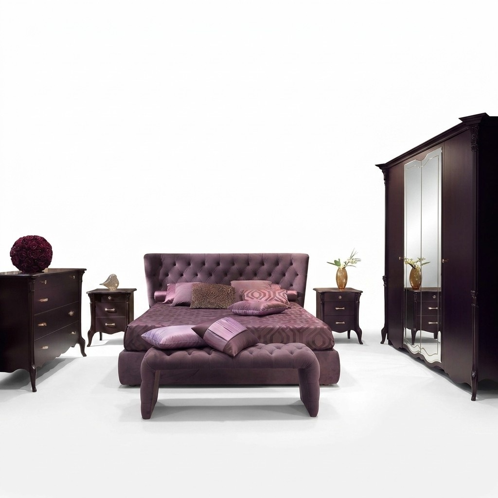 Schlafzimmer Italienische Möbel Set Luxus Chesterfield 6tlg. Massivholz