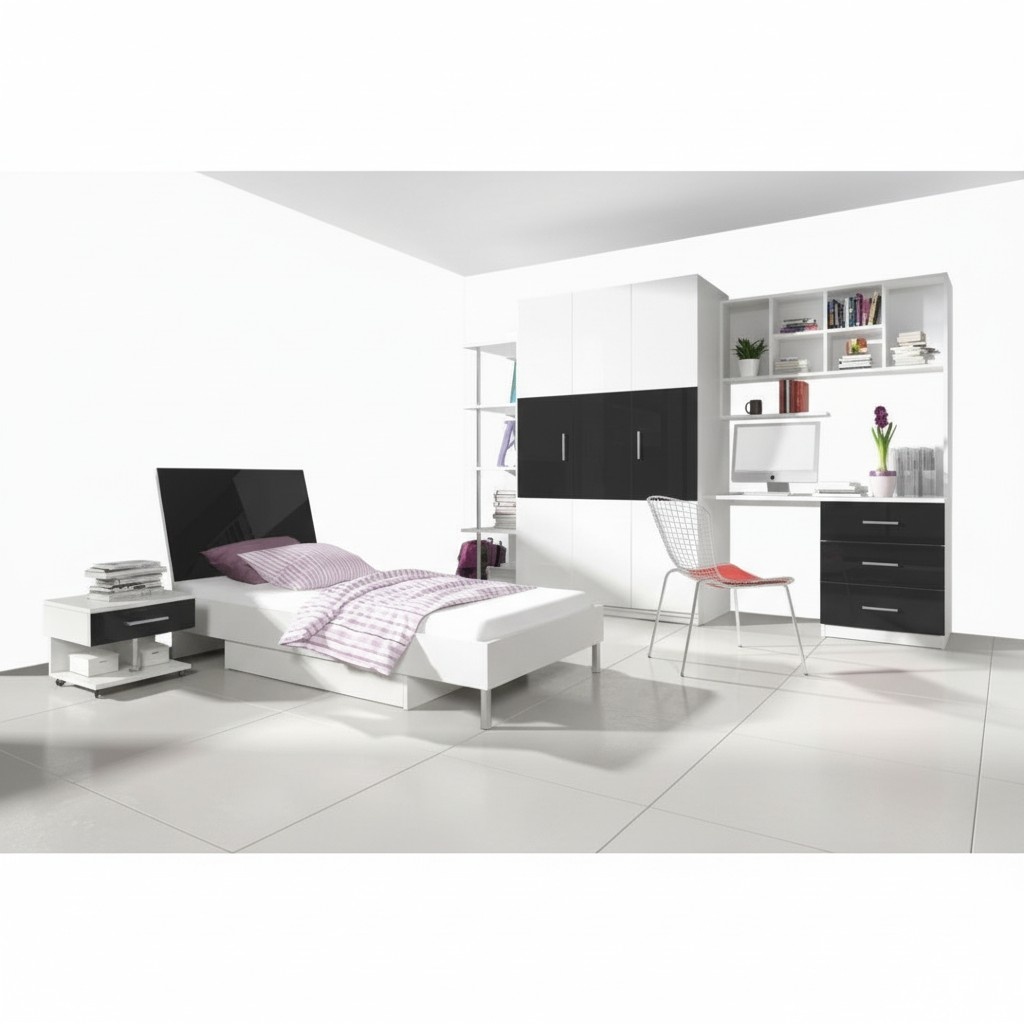 Schlafzimmer Jugend Kinder Zimmer Set Modern Schrank Nachttisch Tisch Neu 5tlg.