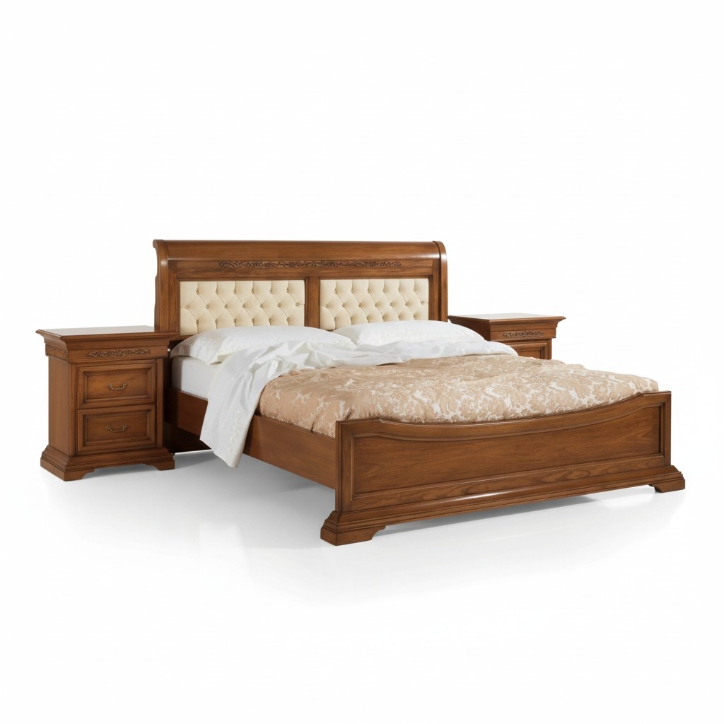 Schlafzimmer Komplett Bett 2x Nachttische Set Luxus Möbel 3tlg. Braun