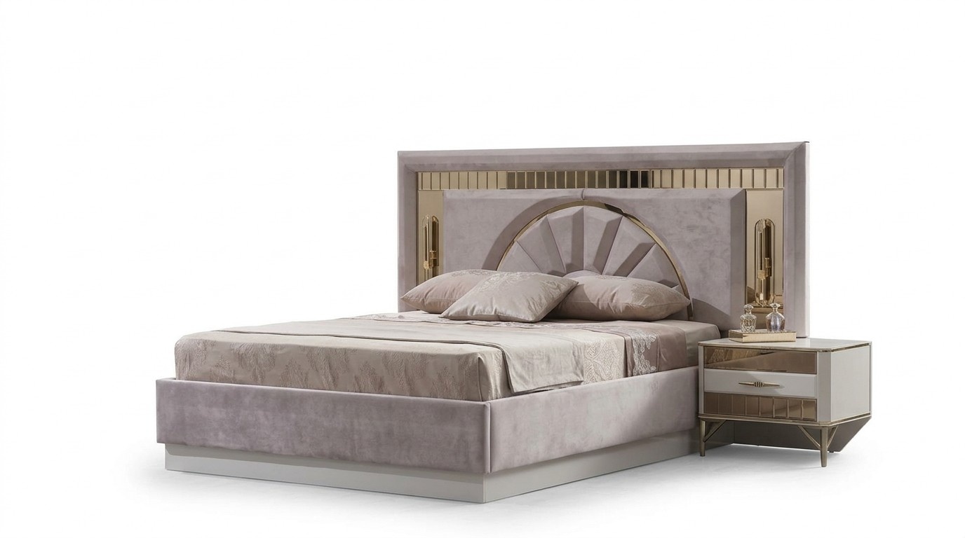 Schlafzimmer Komplett Set 4 tlg. Garnitur Bett 2x Nachttische Kleiderschrank