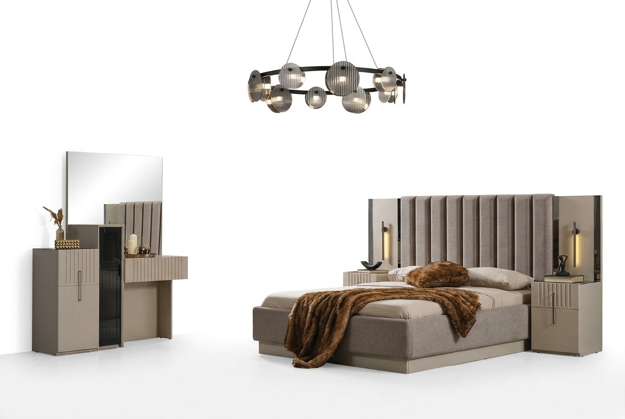 Schlafzimmer Komplettes Bett 2x Nachttische Kommode Schlafzimmerausstattung