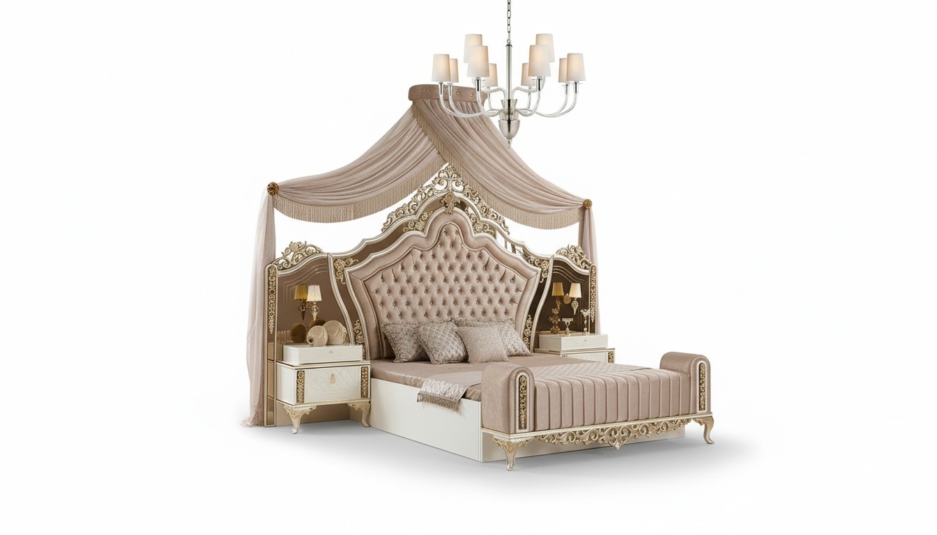 Schlafzimmer Komplettes Bett 2x Nachttische Kommode mit Spiegel 4tlg