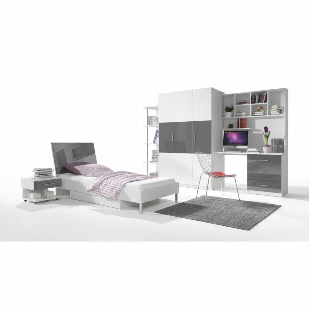 Schlafzimmer Modern Schrank Bett Nachttisch Tisch 5tlg. Jugend Kinder Zimmer Set