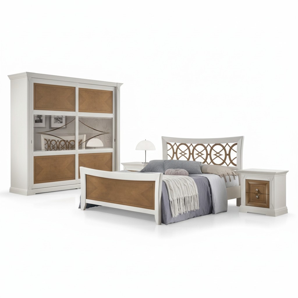 Schlafzimmer Möbel 3tlg. Set Bett Massivholz Nachttische 2x Betten Holz