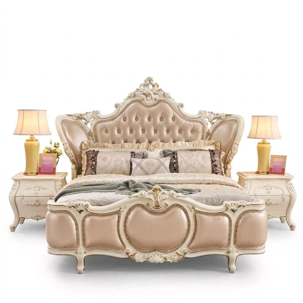 Schlafzimmer möbel Bett 2х Nachttische Luxus-Set Neu klassische Möbel 3tlg