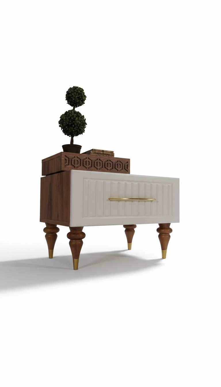 Schlafzimmer Nachttische Material Holz Stil Möbel Braun Neu Luxus