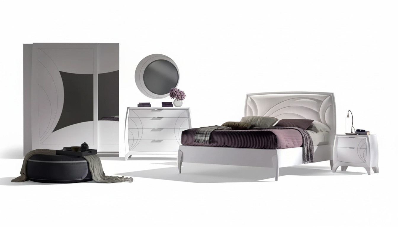 Schlafzimmer Set Bett 2x Nachttisch Kleiderschrank 6tlg Design Luxus