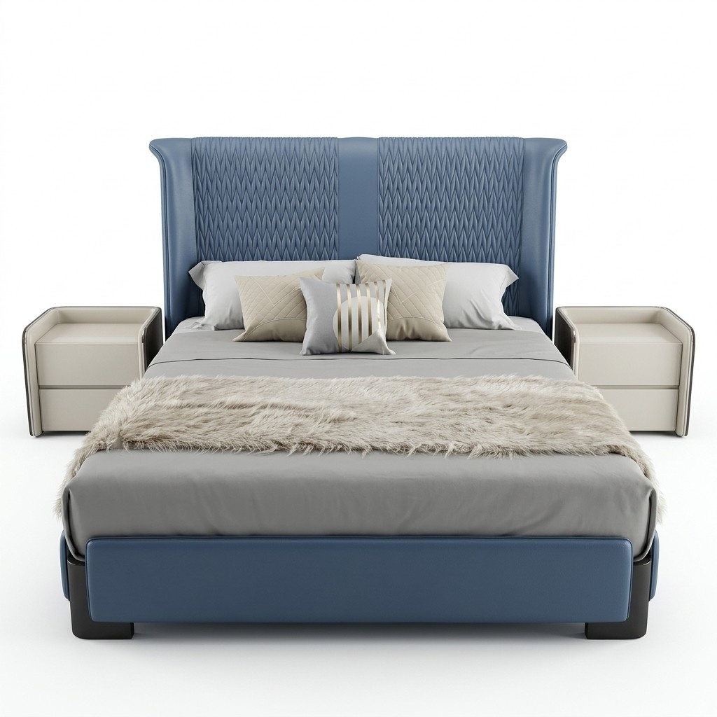 Schlafzimmer Set Bett 2x Nachttisch 3 tlg. Design Modern Luxus Betten Gruppe Neu