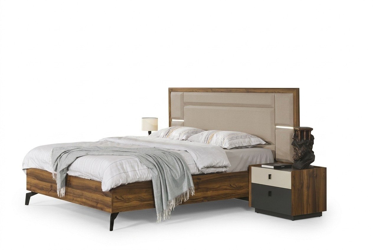 Schlafzimmer Set Bett Nachttisch 3 tlg Design Möbel Betten Luxus Komplett
