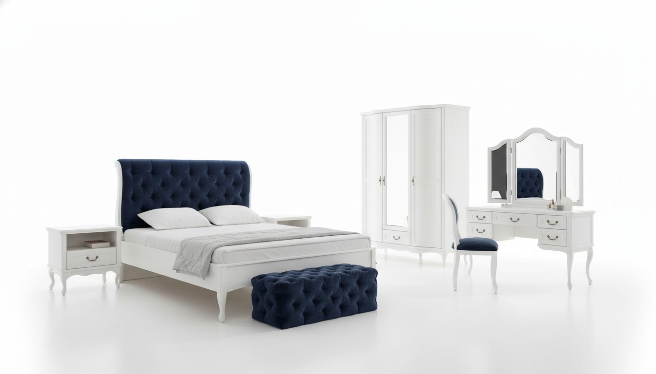 Schlafzimmer Set Designer Chesterfield Bett Nachttische Kommode Schrank Möbel