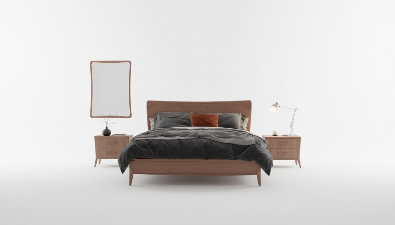 Schlafzimmer Set Luxus Bett 2x Nachttische Design braun 3tlg Modern