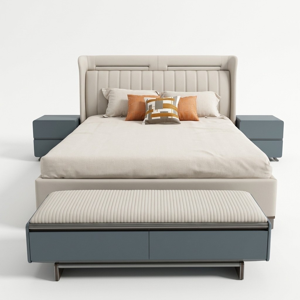 Schlafzimmer Set Luxus Möbel Bett Nachttische Doppelbetten Bettgestell