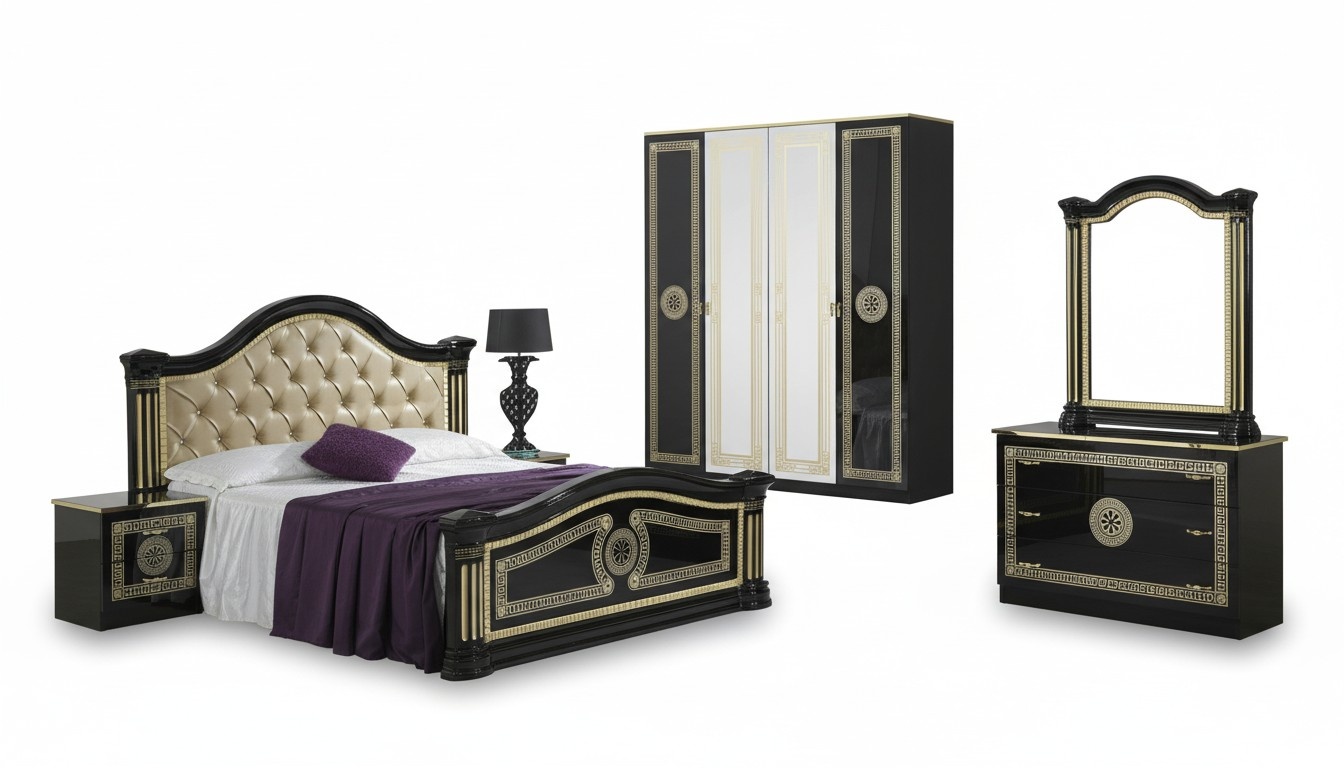 Schlafzimmer Set Stil Klassisch Bett Nachttisch Kommode Bett Möbel 6tlg.