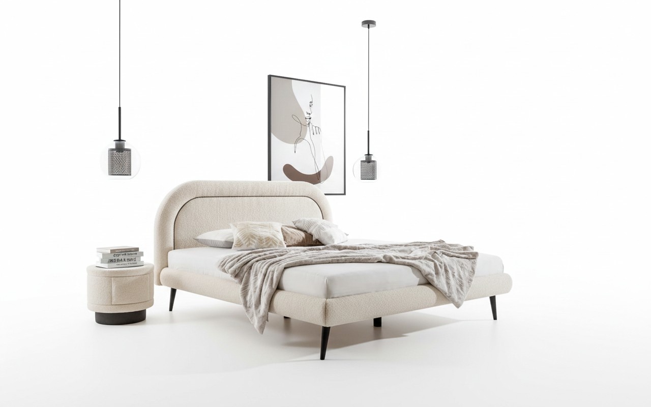 Schlafzimmer Set Weiß Bett Elegantes 2x Nachttische Luxus Holz Modern 3tlg.