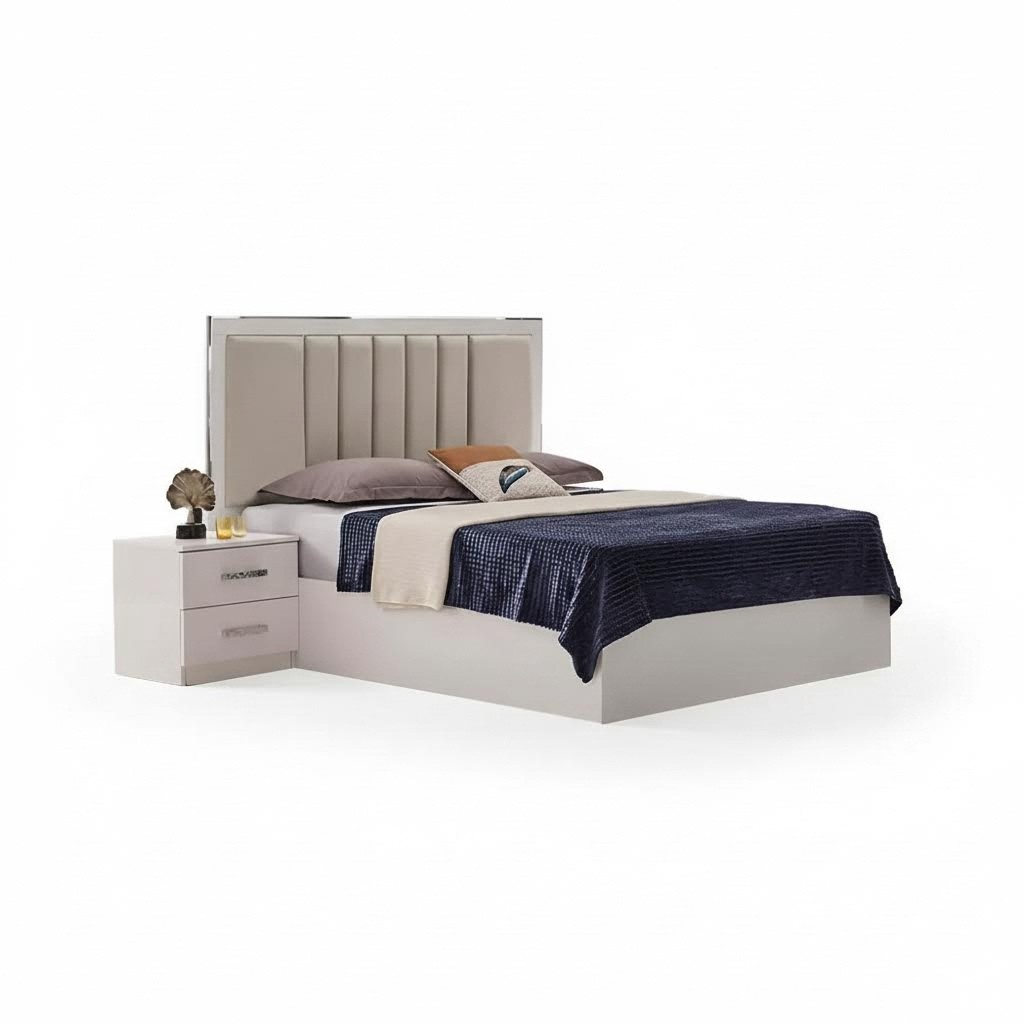 Schlafzimmerbett Bettrahmen Doppelbett Bett Holzbett Beige Schlafplatz