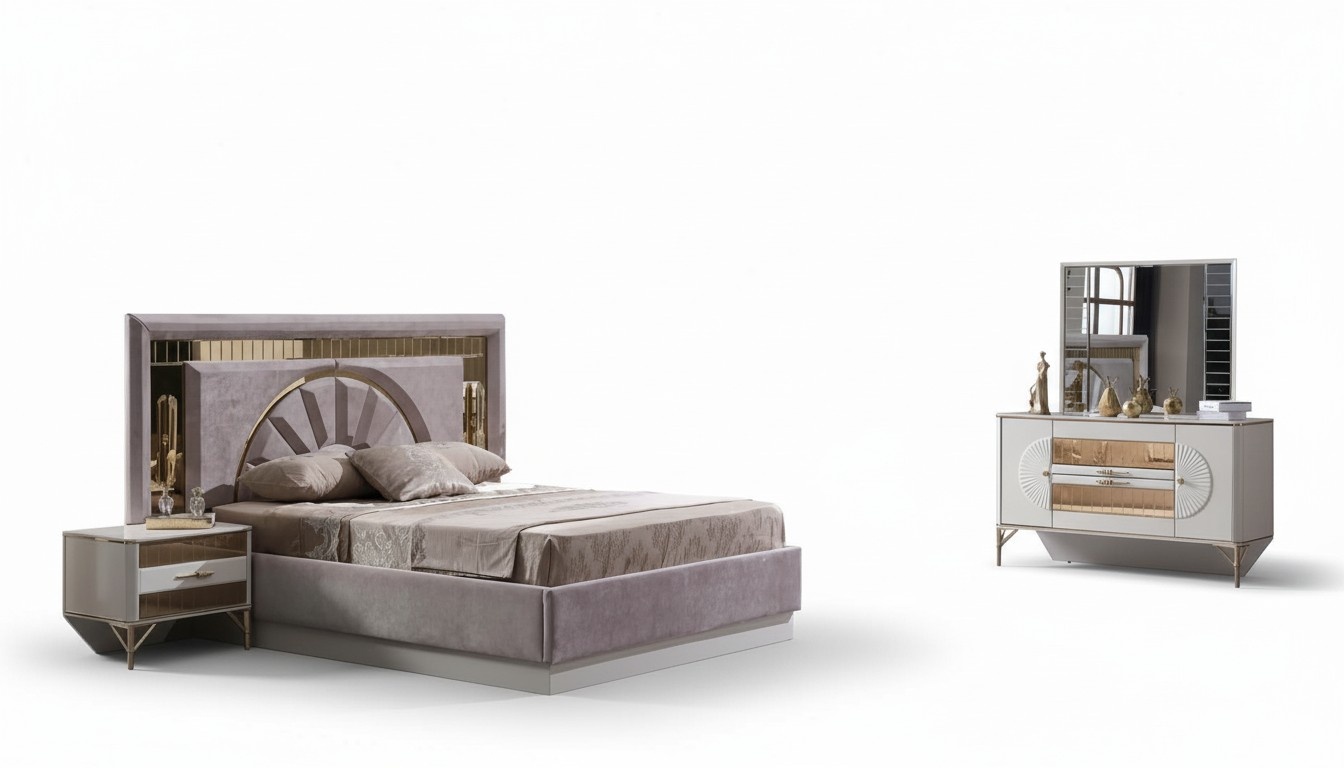 Schlafzimmermöbel Set Bett Schlafbereich Möbel Nachttisch Einrichtung 5tlg