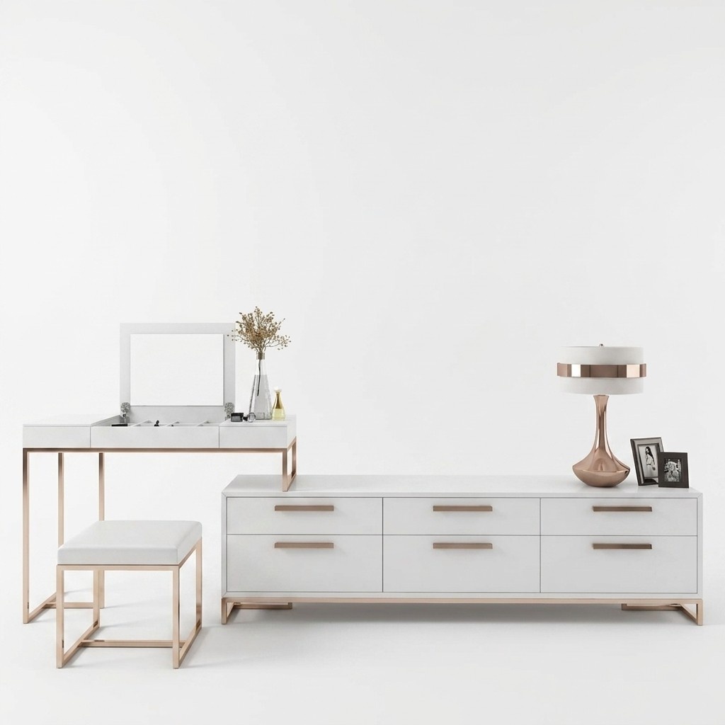 Schmink Tische Konsolen Tisch Side Board Schlaf Zimmer Holz Spiegel + Kommode