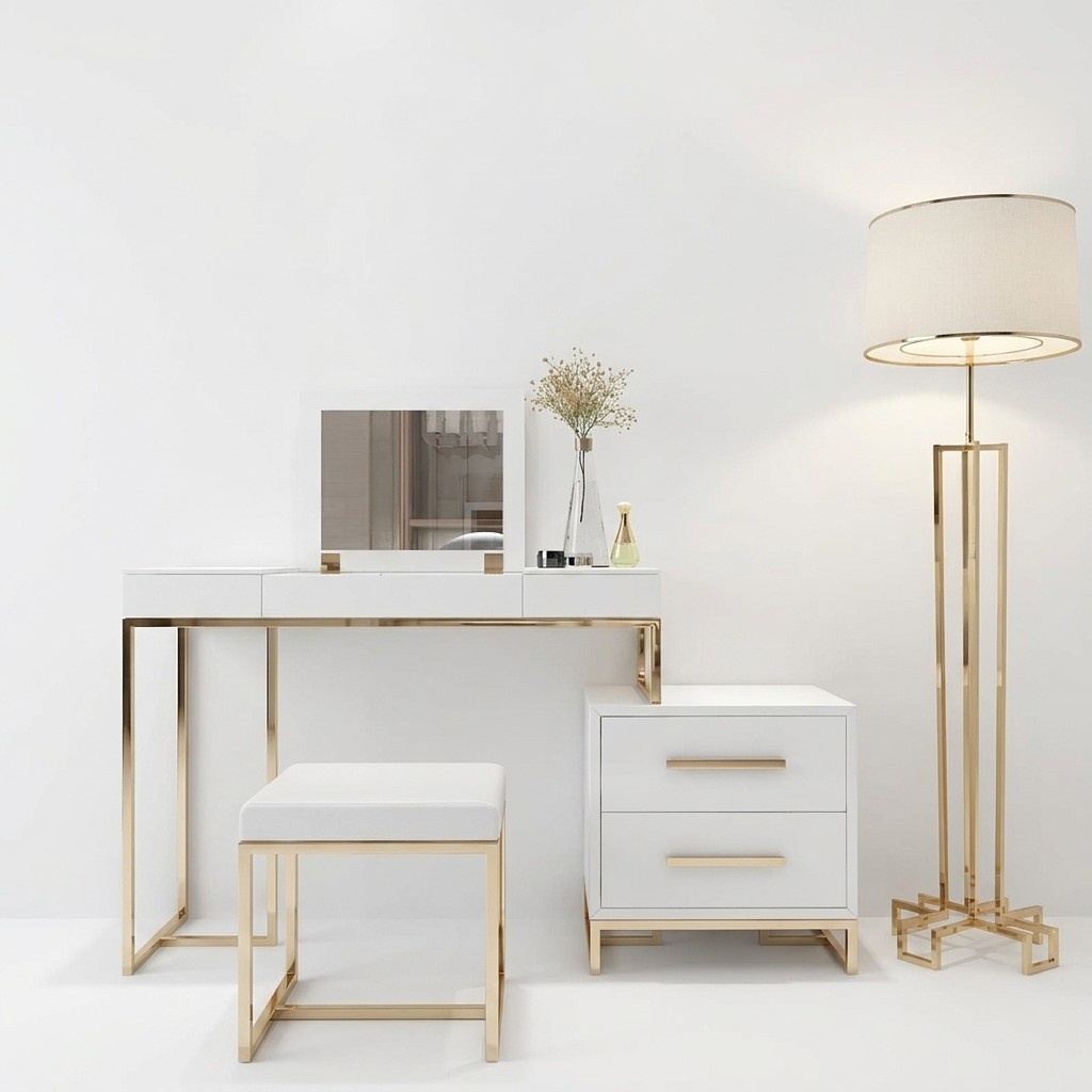 Schmink Tisch Schlaf Zimmer Holz Spiegel + Kommode Side Board