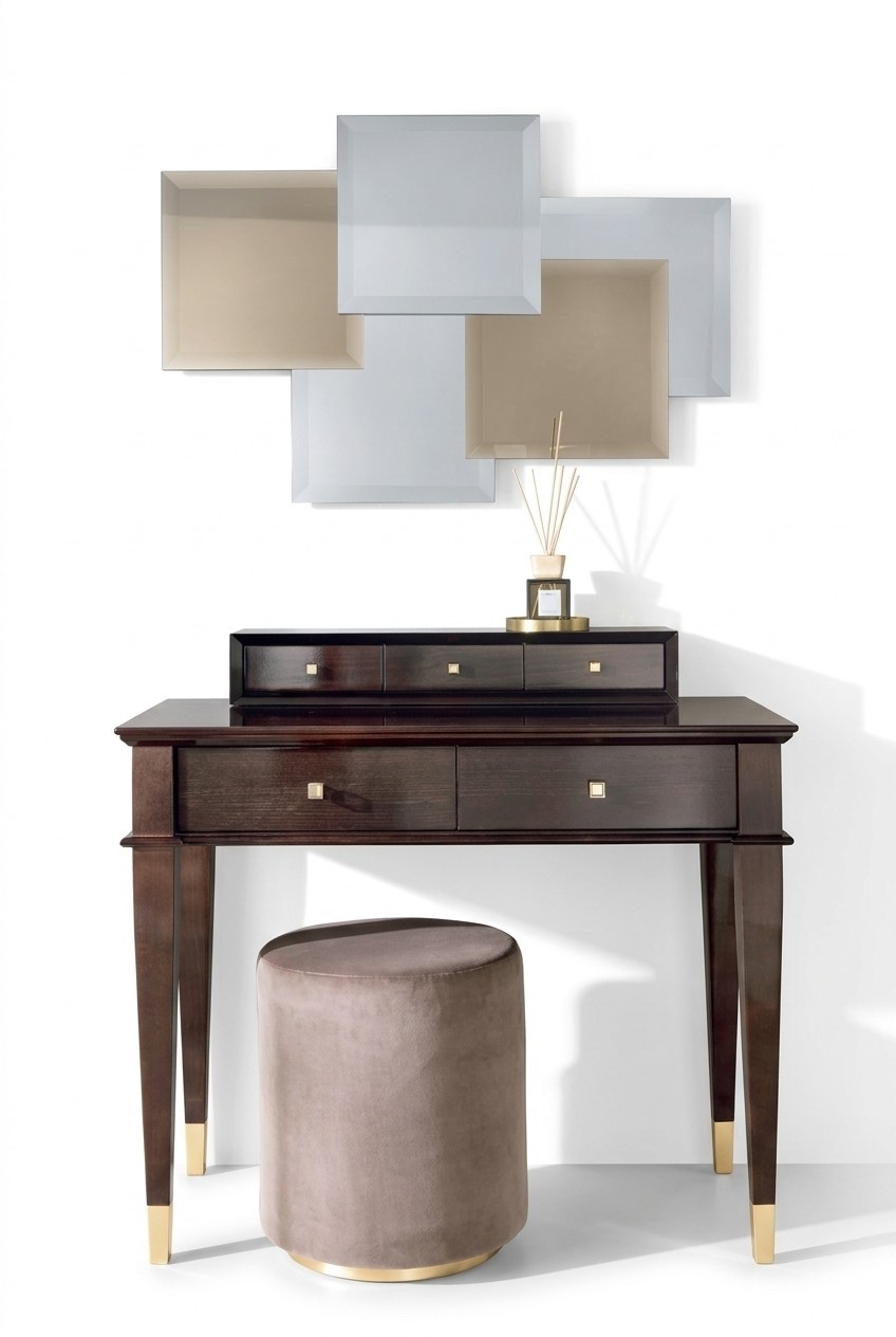 Schminktisch Hocker Konsolen Tisch Luxus Braun Schlafzimmer 2tlg