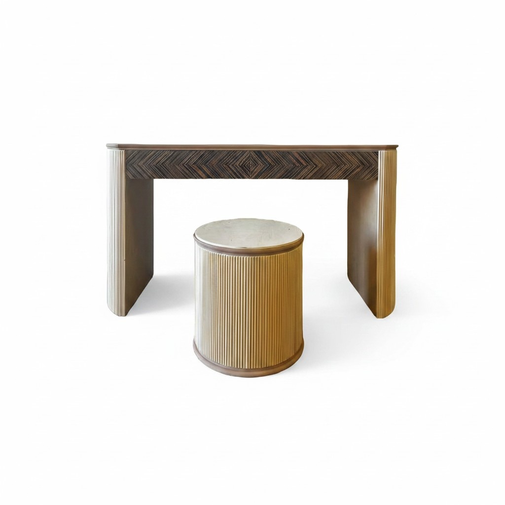 Schminktisch mit Hocker Schlafzimmer Wandspiegel Holz Modern Stil Italien 2tlg