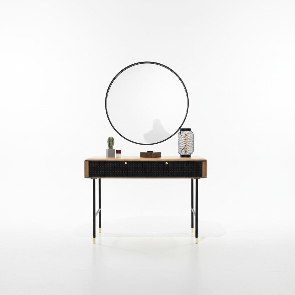 Design Schlafzimmer Möbel Schminktisch Set Spiegel Kommode Loft 2tlg