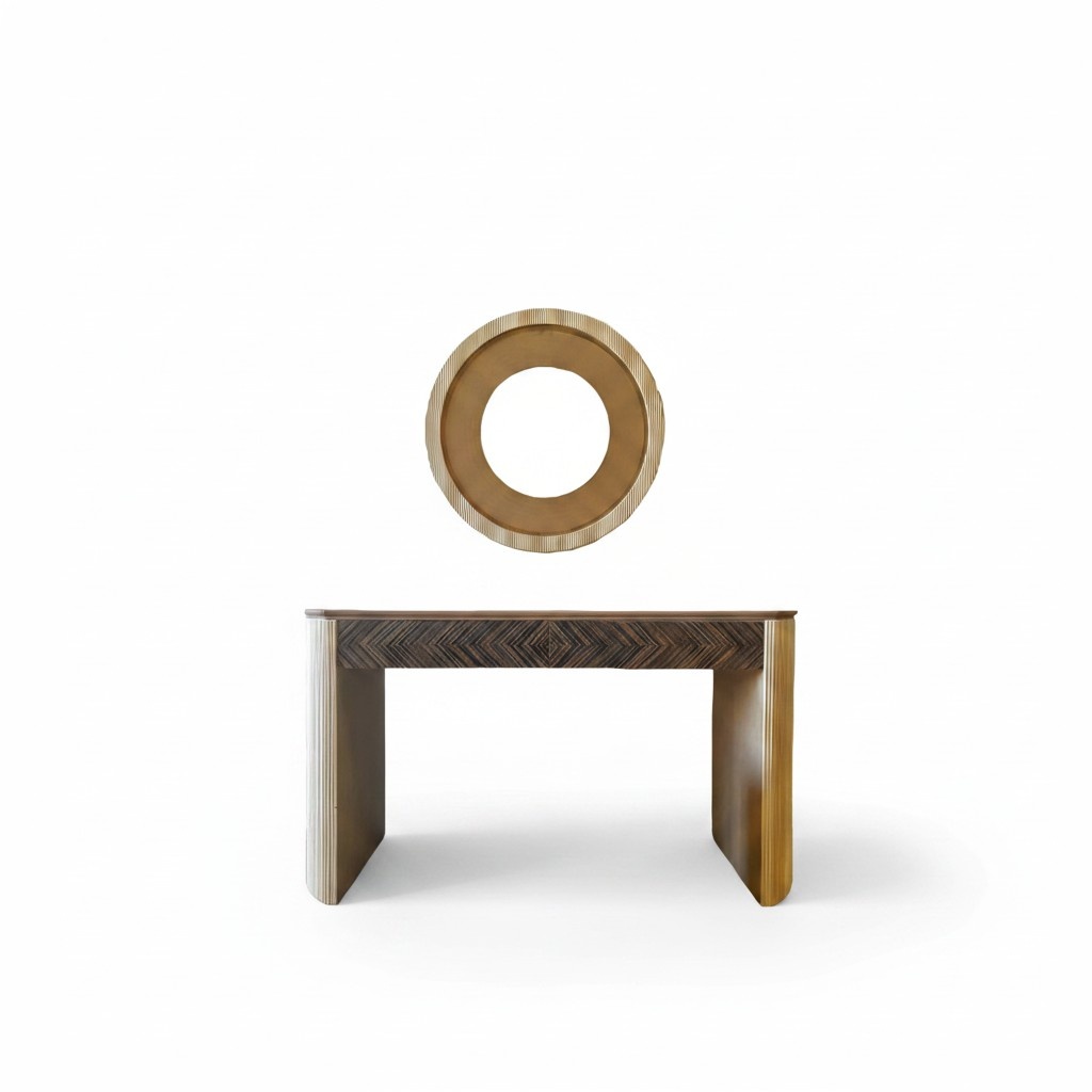 Schminktisch Spiegel Design Holz Modern Abstrakt 2tlg Wandspiegel Schlafzimmer