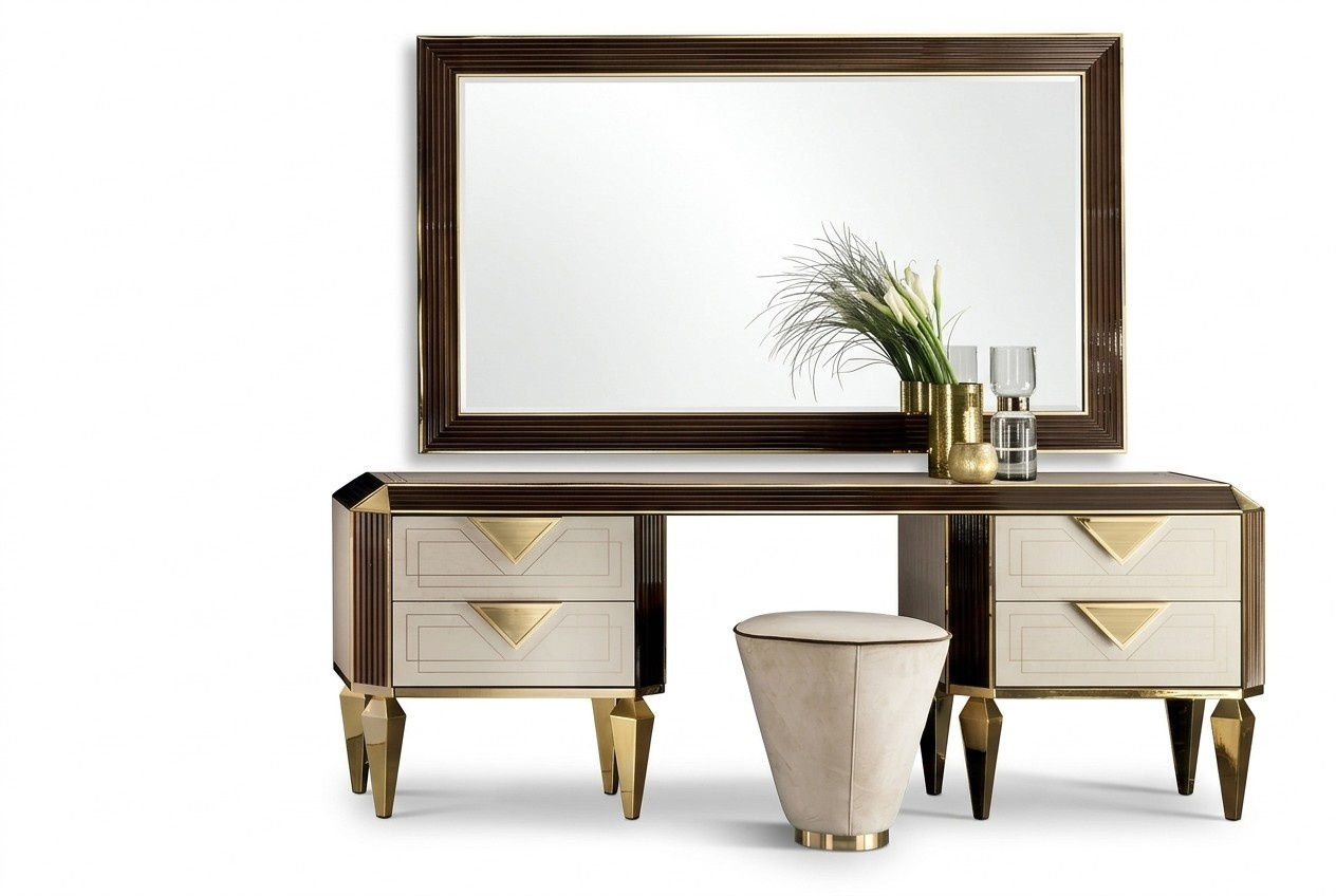 Schminktisch Spiegel + Hocker Frisierkommode Frisiertisch Kosmetik arredoclassic