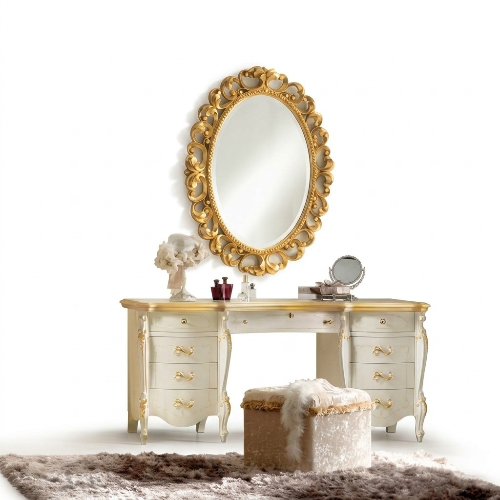 Schminktisch Spiegel Hocker Komplett Set Kommode Schlafzimmer Neu 3tlg. Konsole