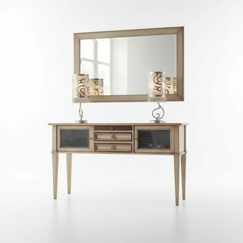 Schminktisch Spiegel Konsolen Design Möbel Luxus Kommode Holz Set
