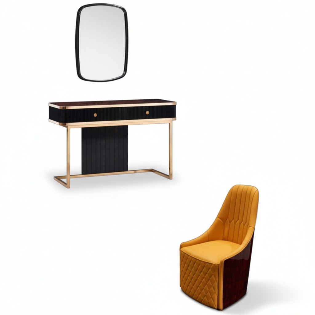 Schminktisch Spiegel Stuhl Luxus Konsole Kommode Schlafzimmer 3tlg.