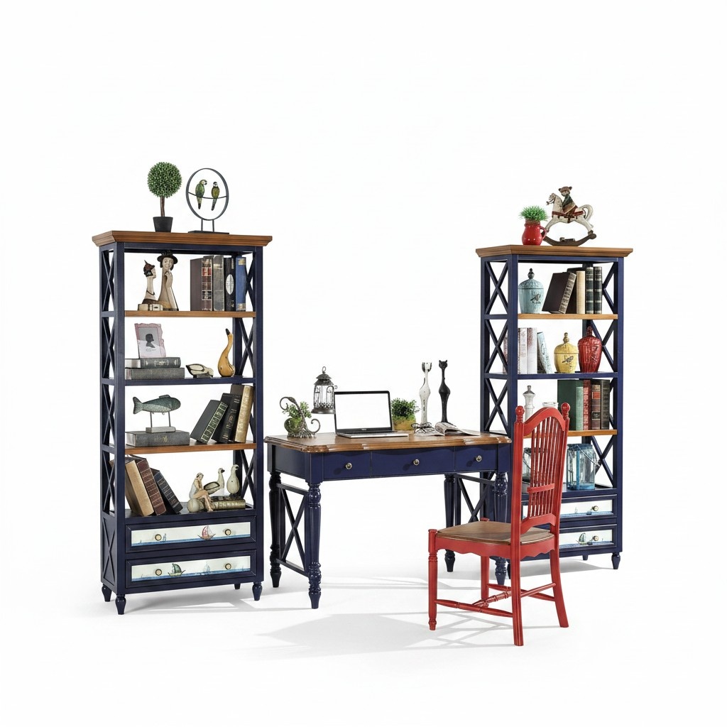 Schreibtisch 2tlg Set Tisch Schrank Arbeitszimmer Echte Holz Möbel Büro