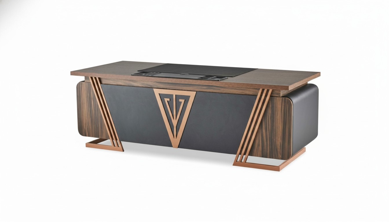 Schreibtisch Bürotisch Braun Bronze Büroeinrichtung Büro Holz Modern