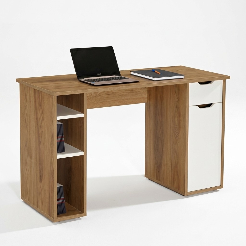 Schreibtisch Computertisch Büro Tisch Holz Braun Bürotisch Büromöbel