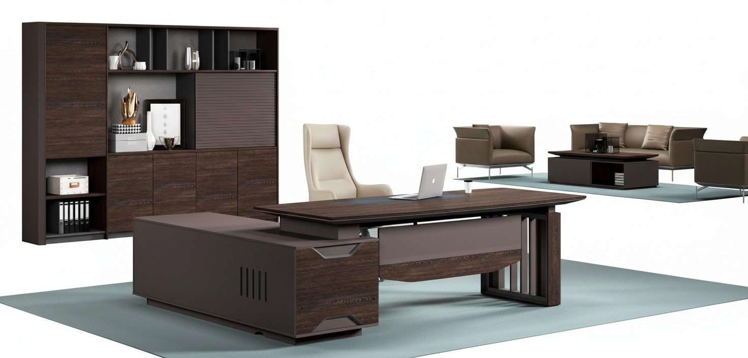 Schreibtisch Eckschreibtisch Büro Einrichtung Tisch Aktenschrank Schrank 2tlg.