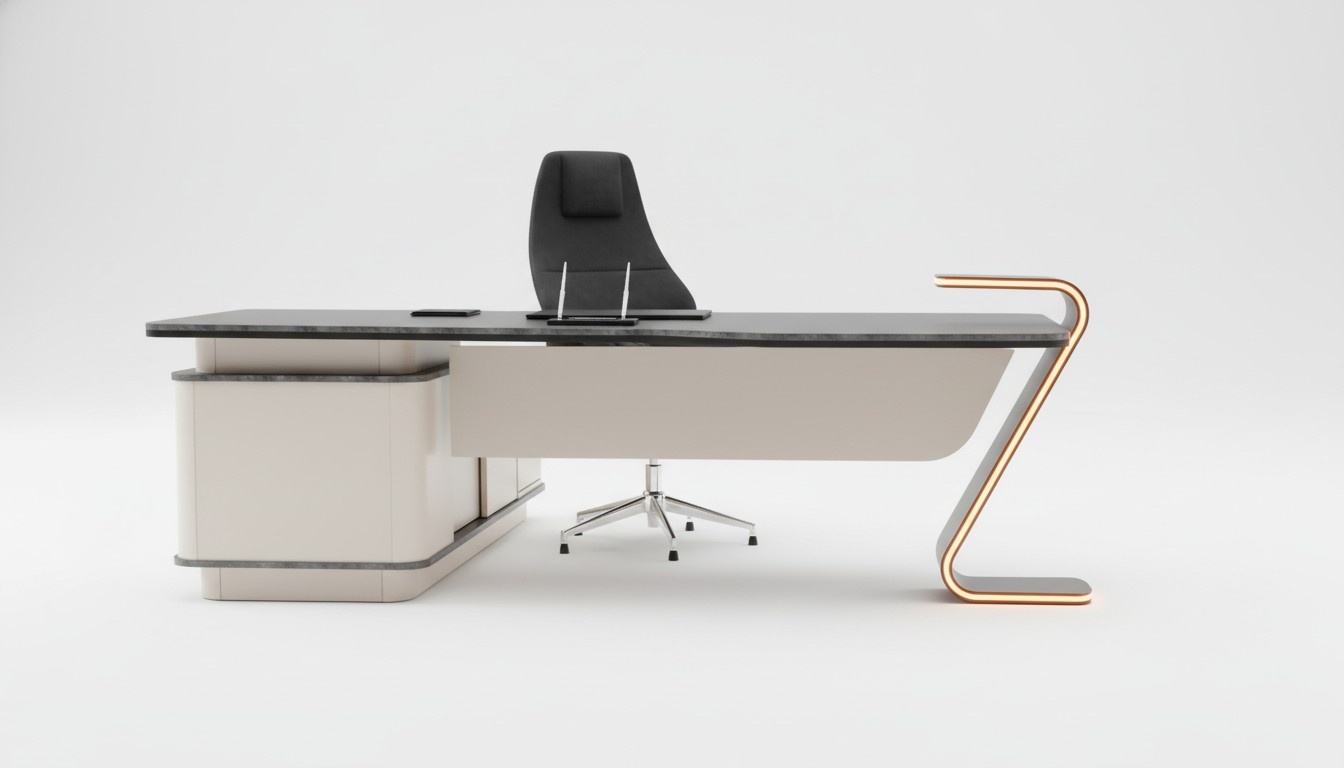 Schreibtisch LED Beleuchtet Design Tisch Büro Einrichtung Tische 250cm