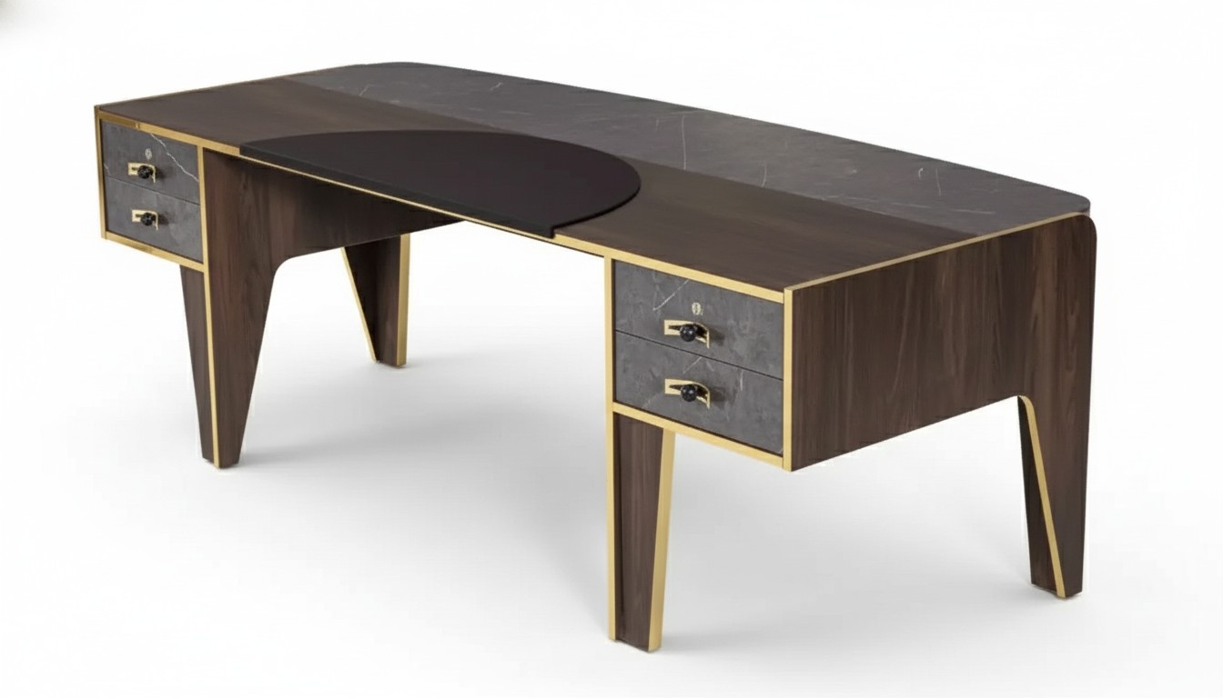 Schreibtisch Mit Schubladen Arbeitszimmermöbel Tisch Luxus Office 220x95