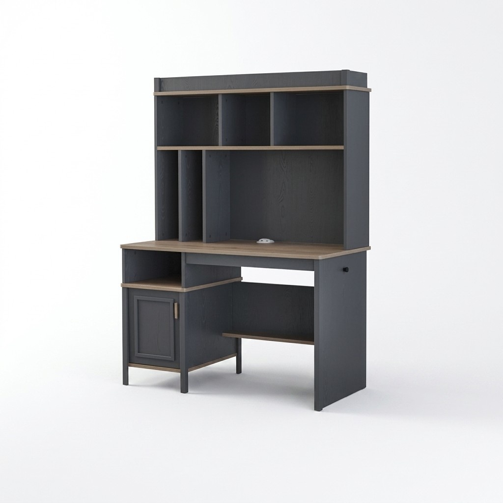 Schreibtisch Regale Bürotisch Computertisch Holz Grau Kinderzimmer