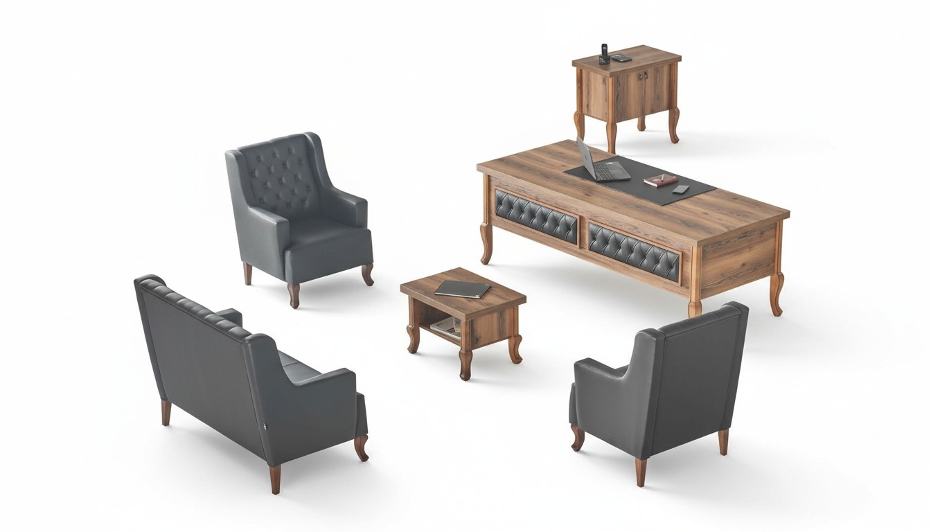 Schreibtisch Sofas Kommode Büroeinrichtung Klassisch Schwarz Braun Holz