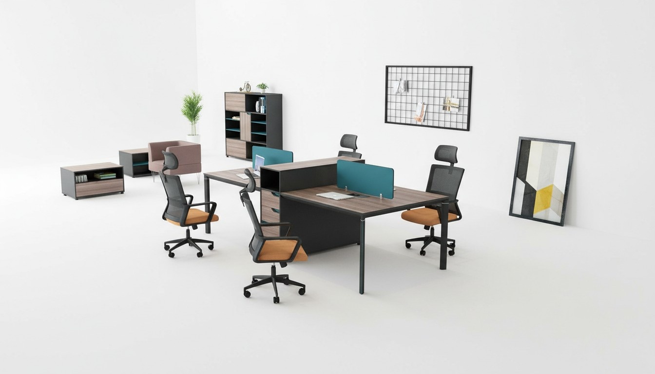 schreibtisch workstation tisch 4 arbeitsplätze counter holz tische büro möbel