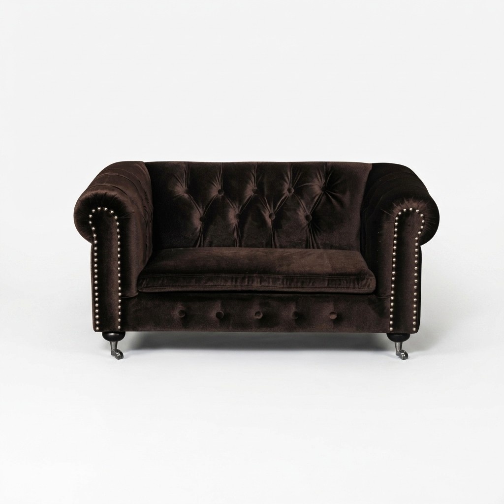 Schwarz Barock Sofa Couch - Chesterfield Stoff 2 Sitzer Leder Textil