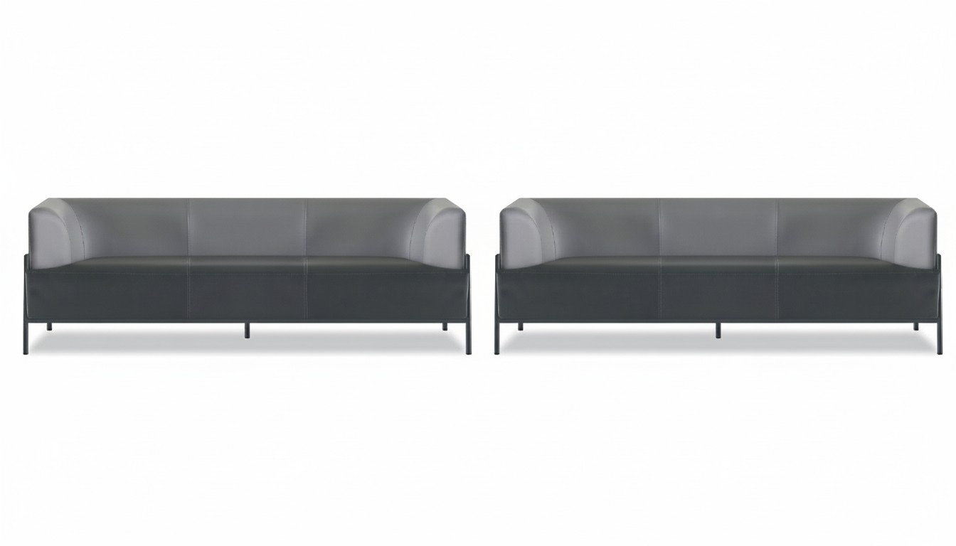Schwarze Arbeitszimmer Sitzgarnitur Edler Wartezimmer 3-Sitzer 2tlg Set