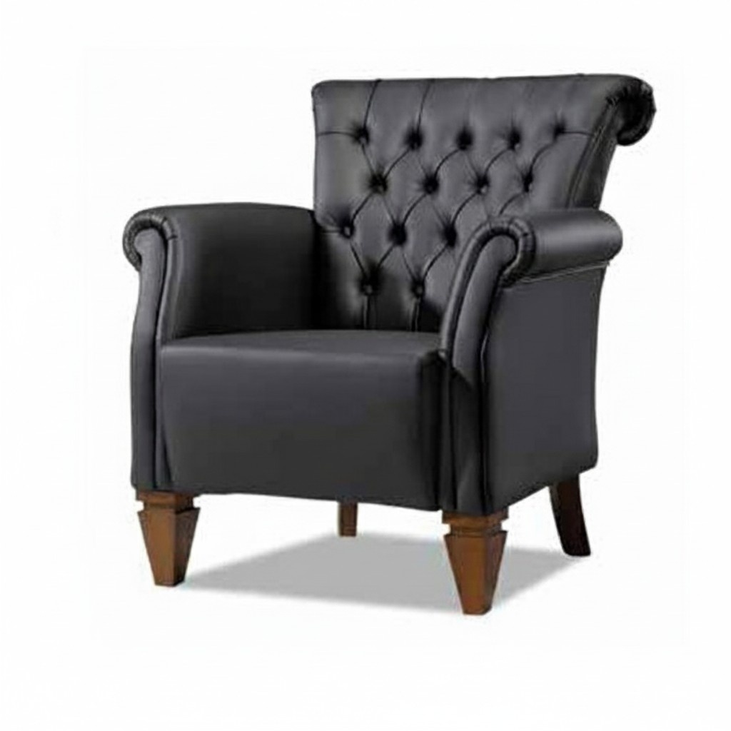 Schwarzer Chesterfield Lehnsessel Designer Fernsehsessel Polstersessel