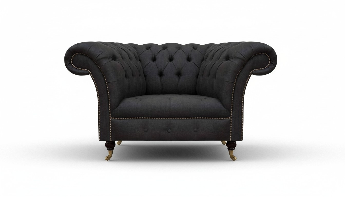 Schwarzer Chesterfield Sessel Designer Sitzmöbel Luxuriöser Einsitzer