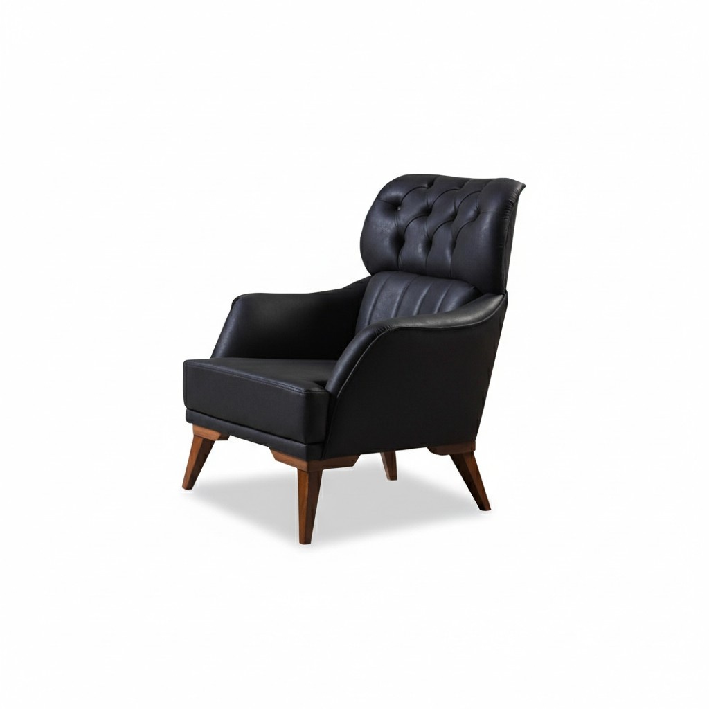 Schwarzer Chesterfield Sessel Designer Wohnzimmer 1-Sitzer Lehnsessel