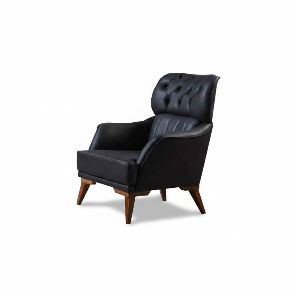 Schwarzer Chesterfield Sessel Luxuriöser Einsitzer Wohnzimmer 1-Sitzer